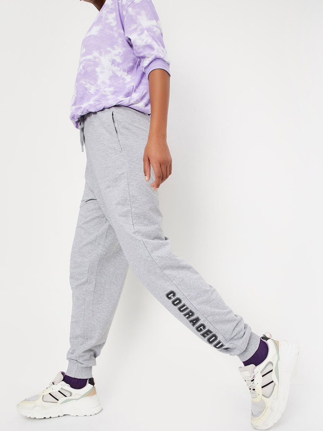 

max Women Typographic Printed Joggers, Grey