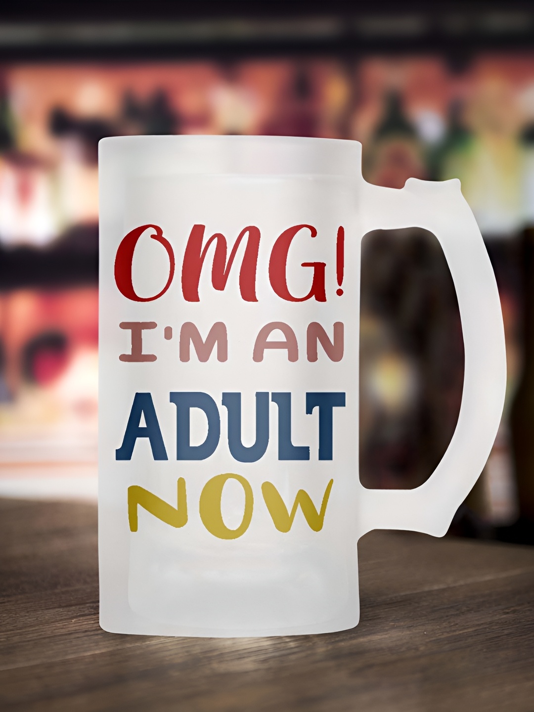 

ARTBUG Transparent & Red Printed Glass Matte Mugs 470 Ml