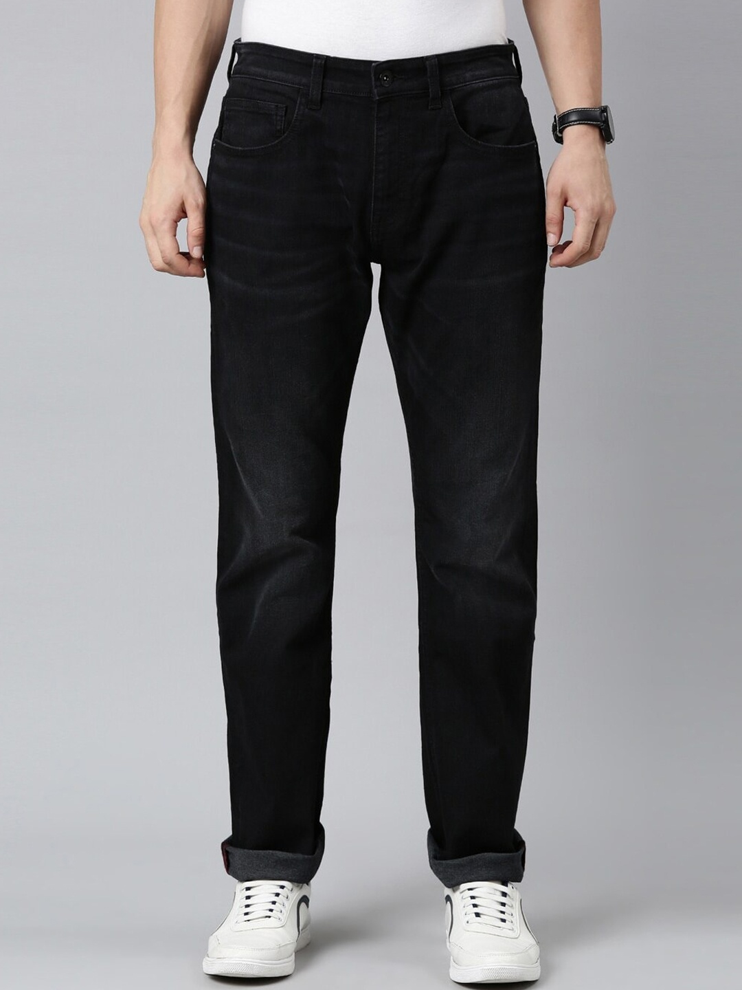 

American Bull Men Light Fade Clean Look Jeans, Black