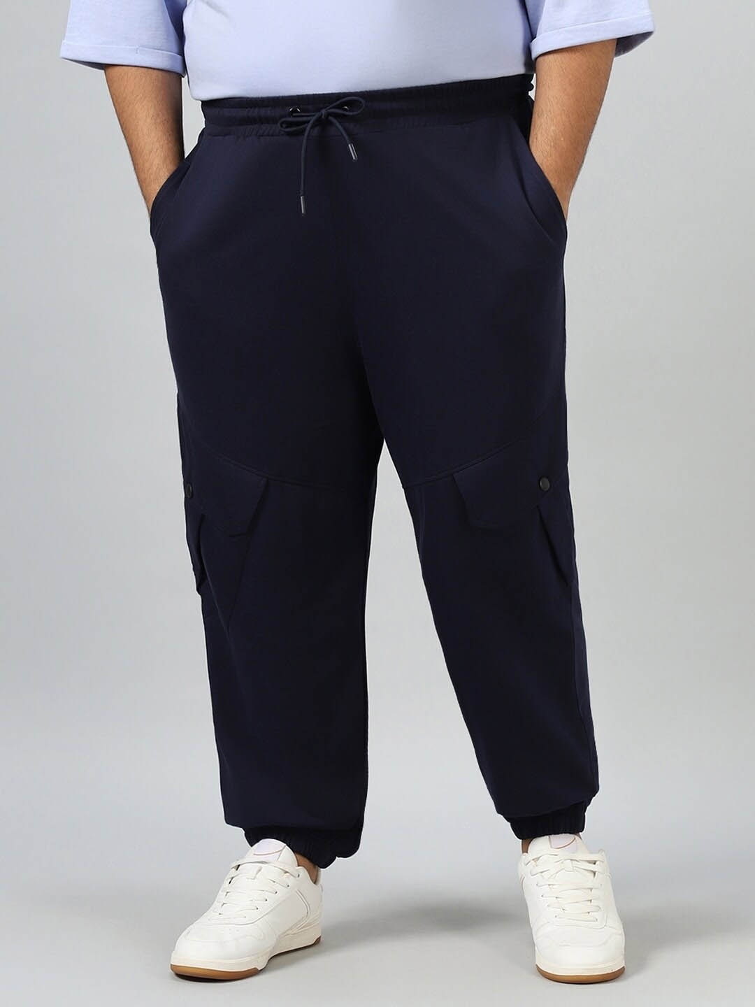 

Bewakoof AIR Plus Size Men Relaxed Fit Cargo Joggers, Blue