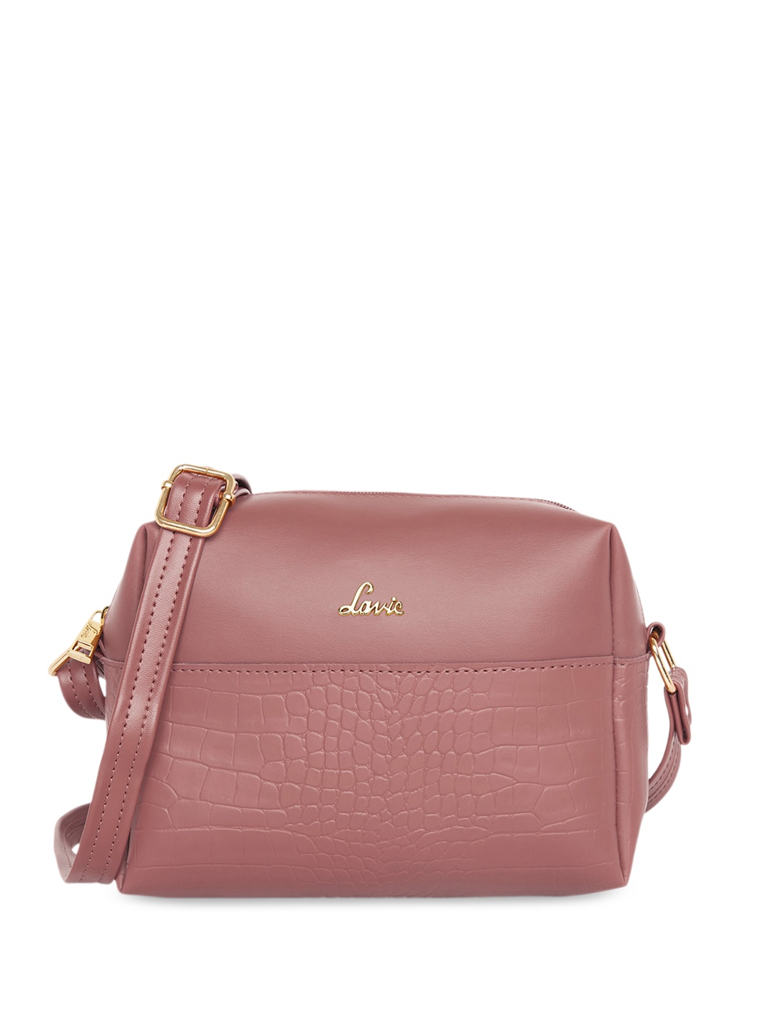 

Lavie TEXCROC Textured Structured Synthetic Leather Sling Bag, Pink