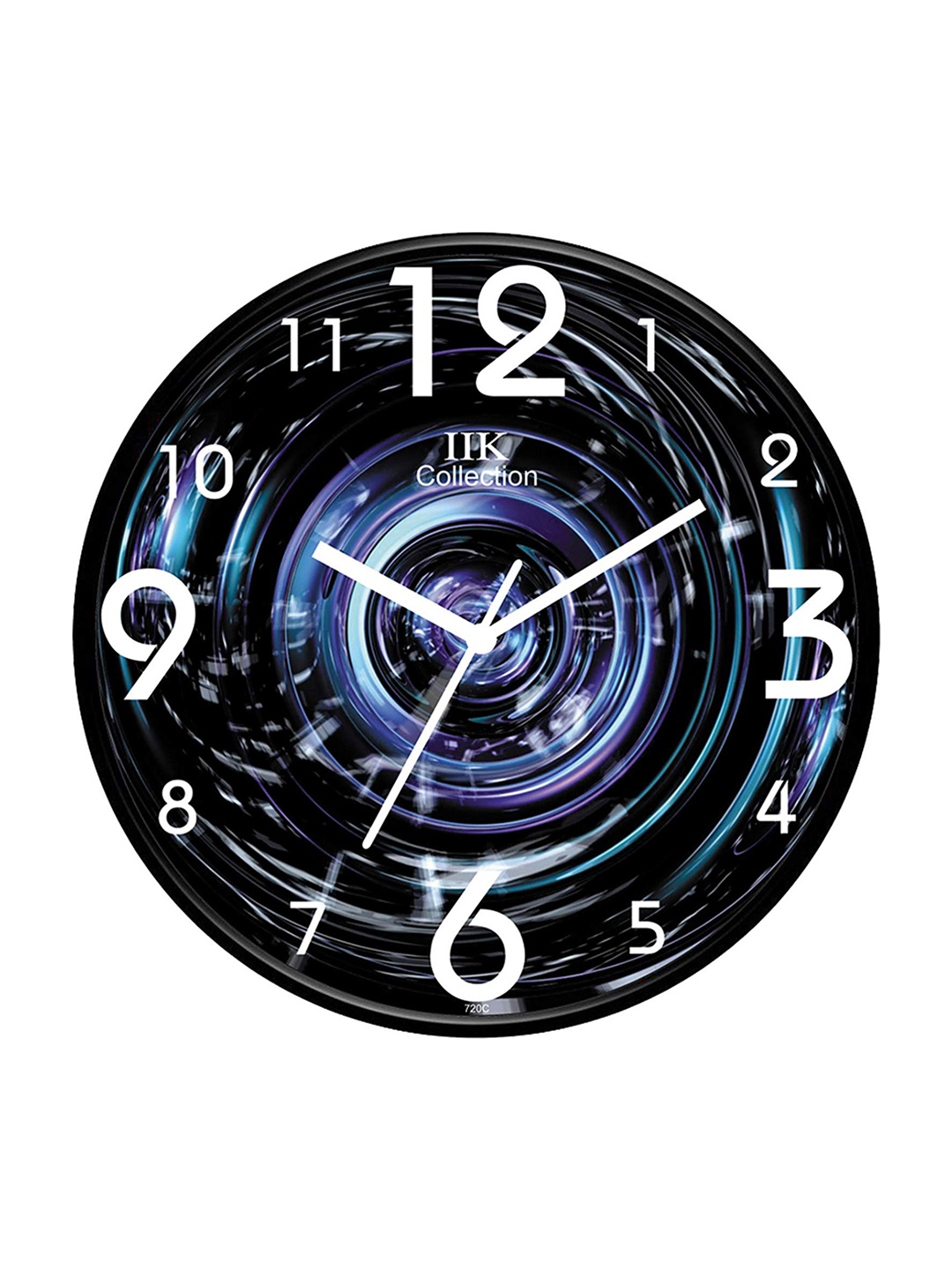 

IIK COLLECTION Black and blue Printed Analogue Contemporary Round Wall Clock
