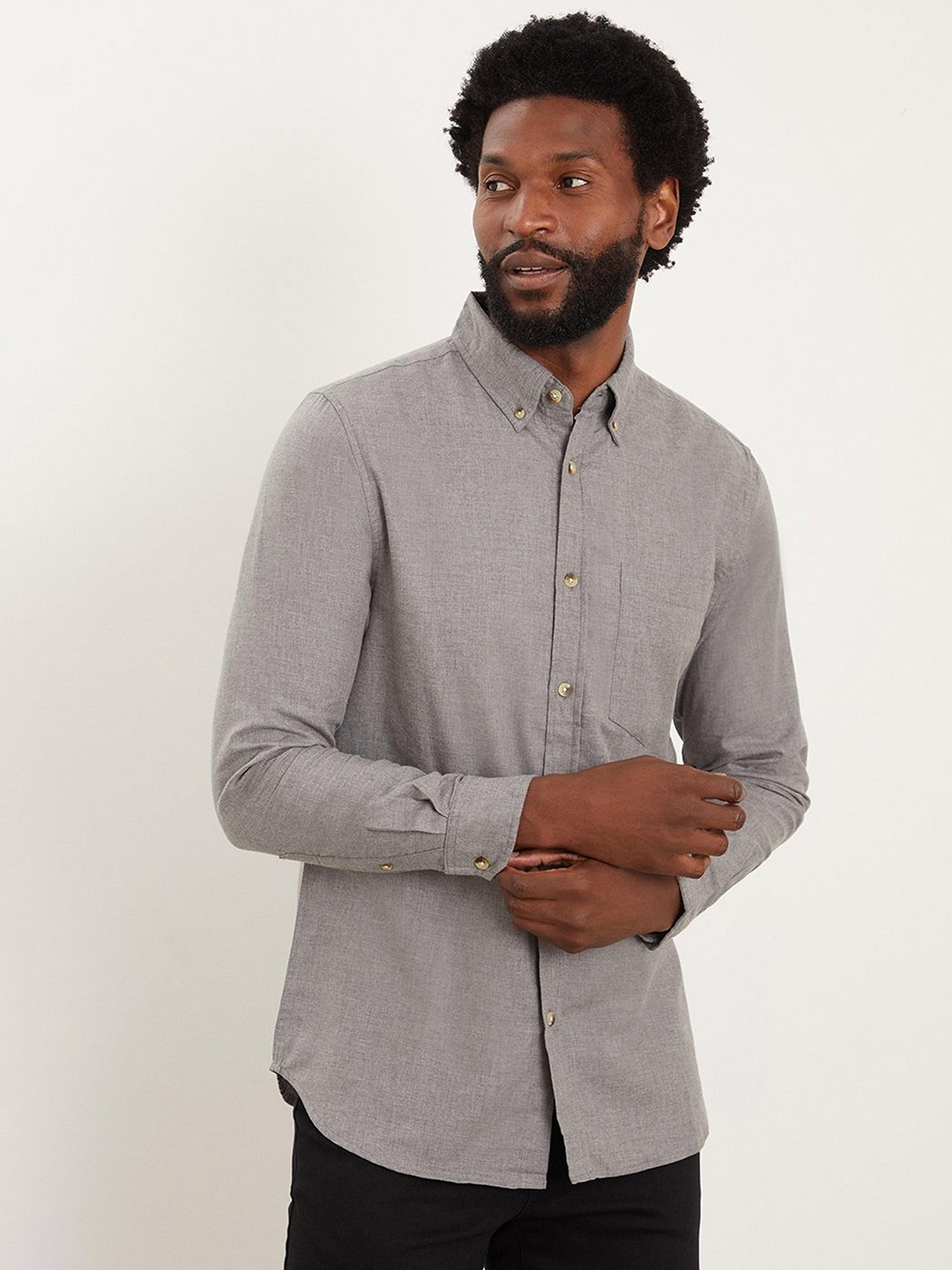 

Burton Men Casual Pure Cotton Brushed Twill Shirt, Grey