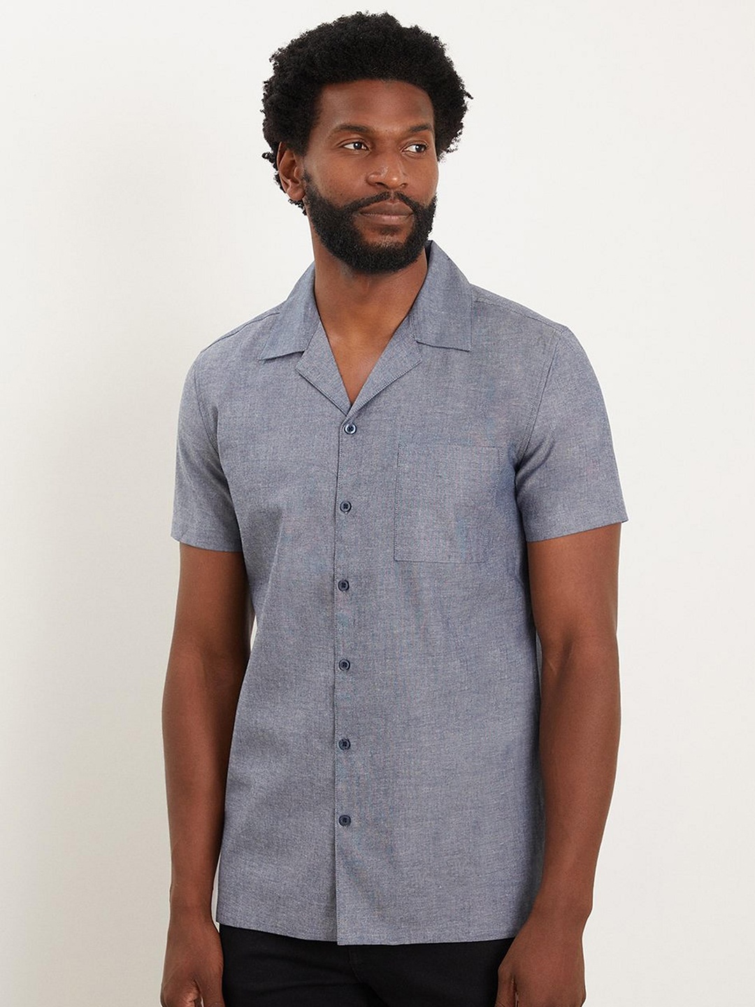 

Burton Cuban Collar Pure Cotton Casual Shirt, Grey