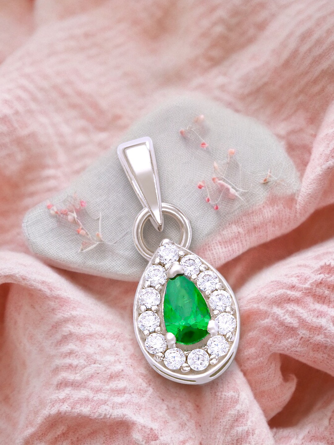 

Taraash 92.5 Sterling Silver Cubic Zirconia -Studded Pendant