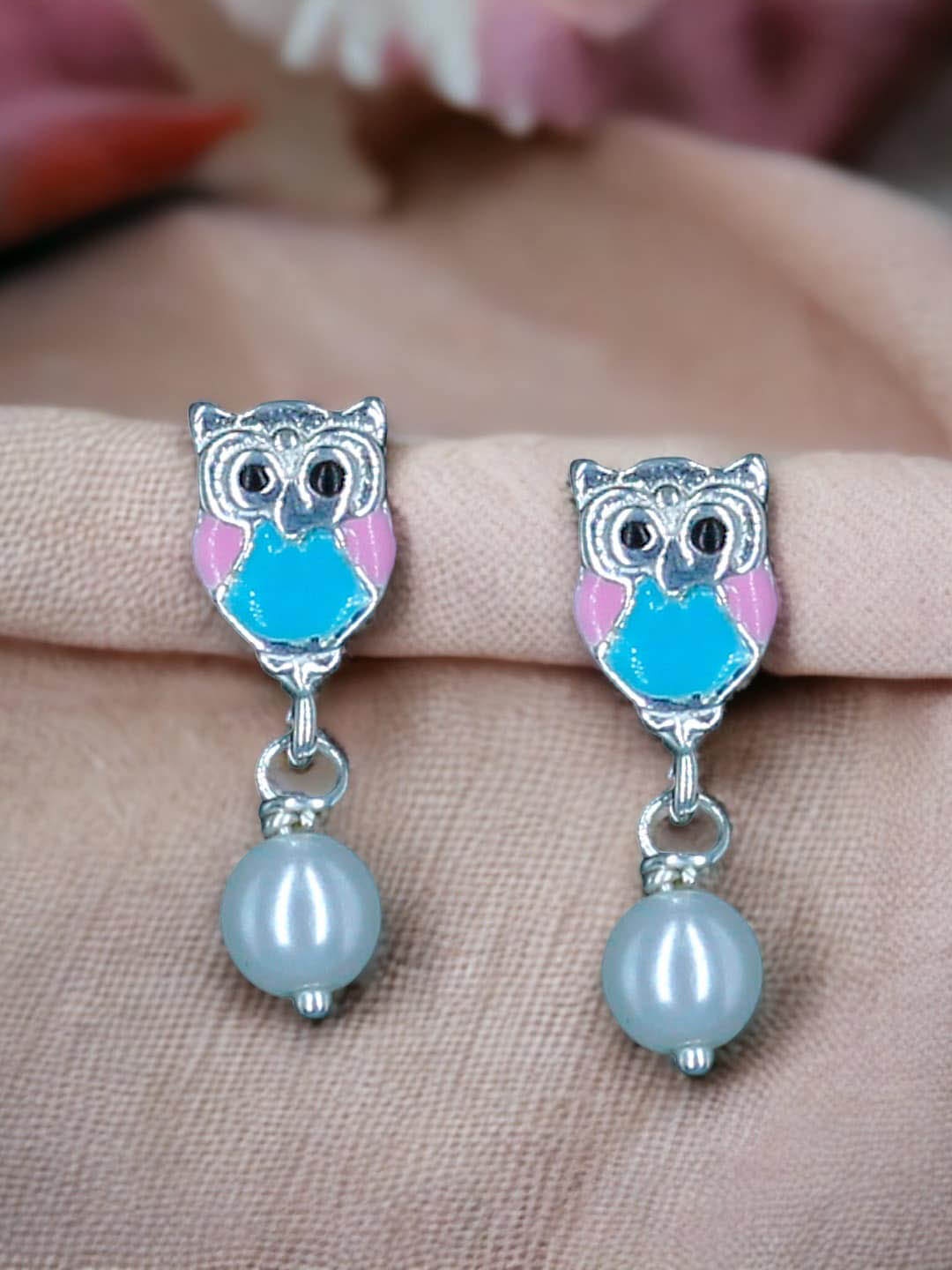 

Taraash Sterling Silver Enamelled Animal Shaped Drop Earrings