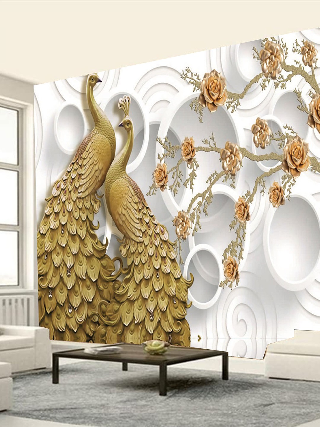

KSHIRSA Brown & White Floral Printed Self Adhesive Removable Waterproof Wall Sticker