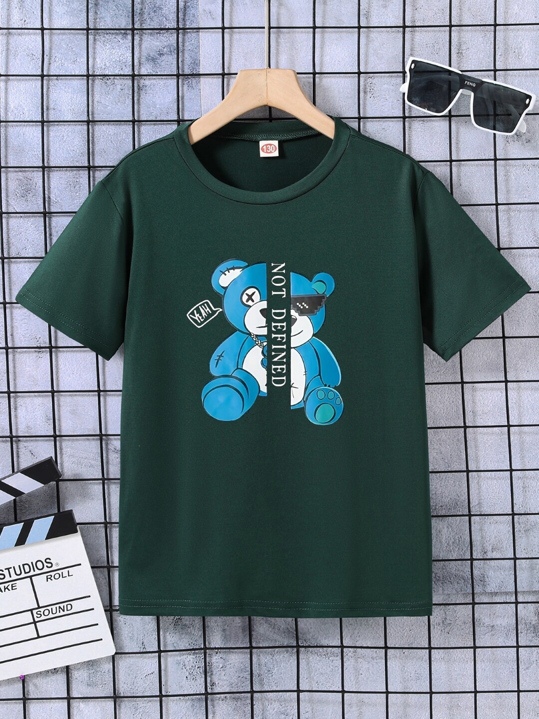 

StyleCast Boys Green Teddy Bear Printed Short Sleeves T-shirt