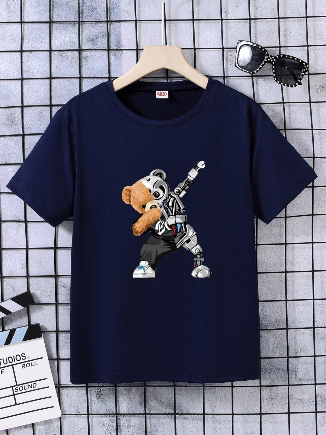 

StyleCast Boys Navy Blue Graphic Printed Round Neck Regular T-shirt