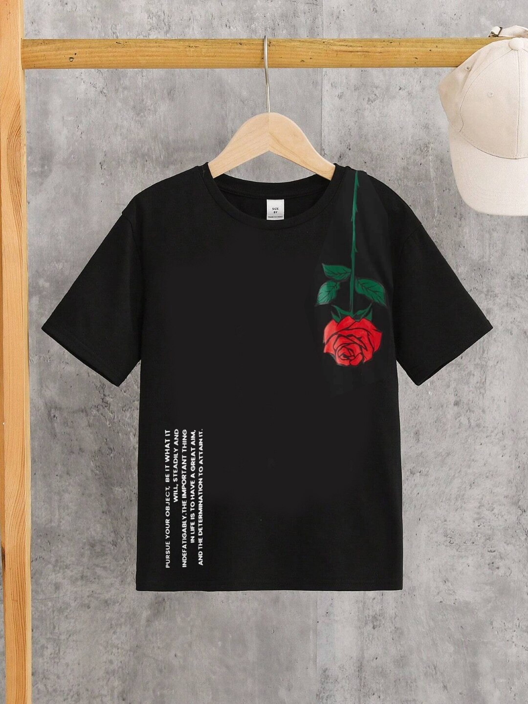 

StyleCast Boys Black Floral Printed Regular Fit T-shirt