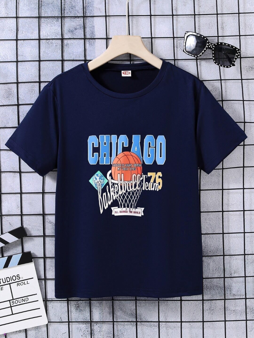 

StyleCast Boys Navy Blue Typography Printed Round Neck Regular T-shirt