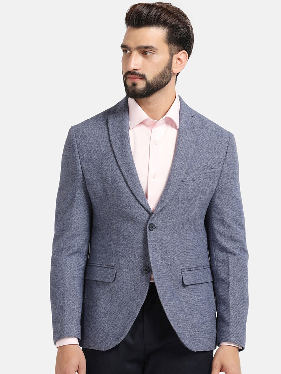 

Blackberrys Slim-Fit Single-Breasted Notched Lapel Collar Blazer, Blue