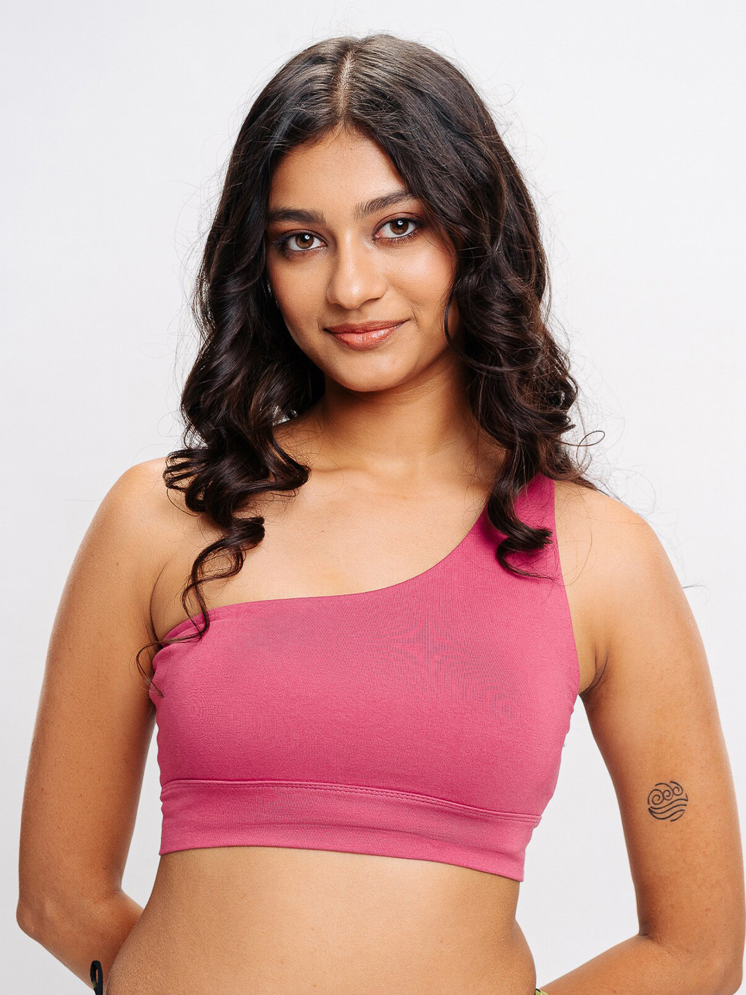 

FREAKINS One Shoulder Cut Out Fitted Crop Top, Pink