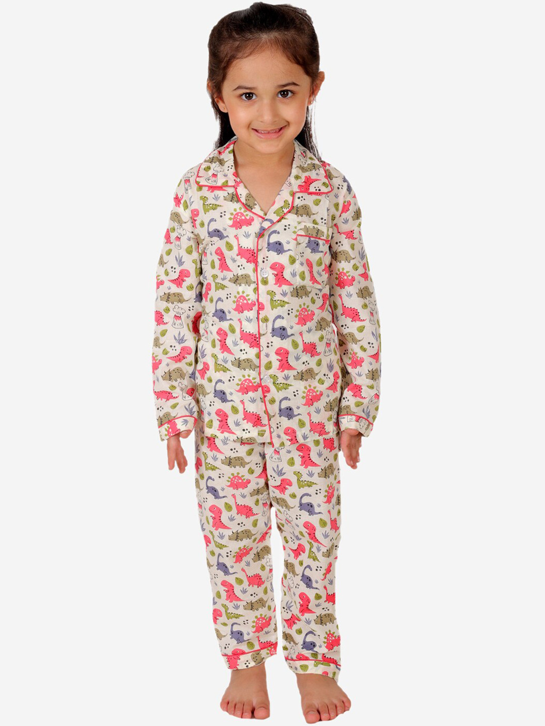 

Superminis Girls Conversational Printed Shirt With Pyjamas, White