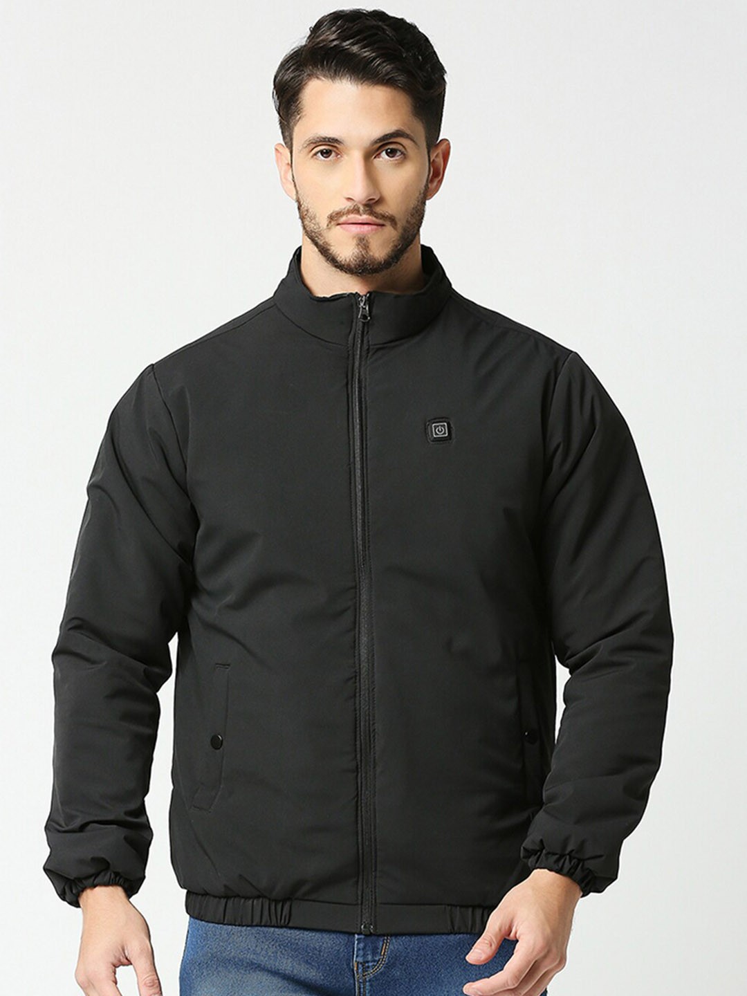 

Zeel Lightweight Mock Collar Bomber Jacket, Black