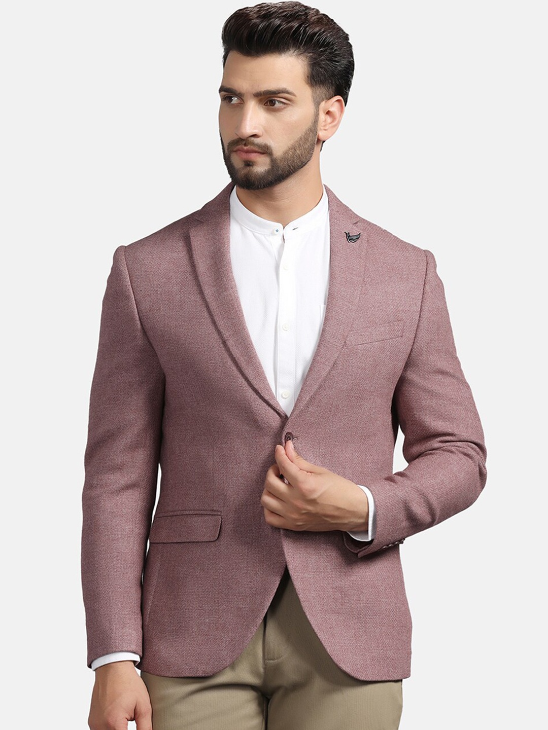 

Blackberrys Slim-Fit Single-Breasted Notched Lapel Collar Blazer, Pink
