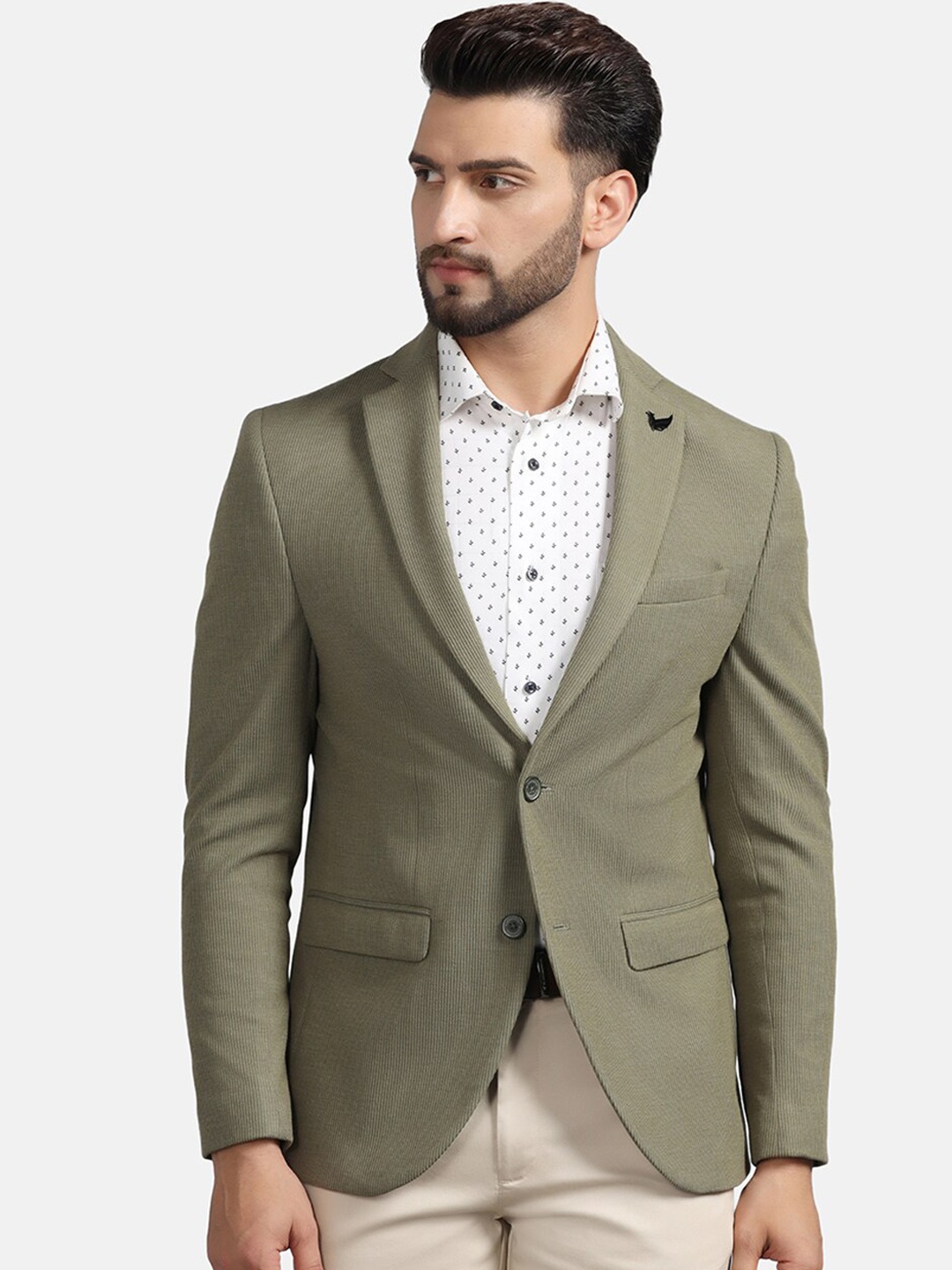 

Blackberrys Slim-Fit Single-Breasted Notched Lapel Collar Blazer, Olive