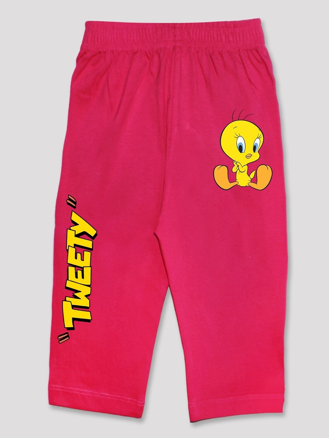 

Minute Mirth Girls Tweety Printed Pure Cotton Capris, Pink