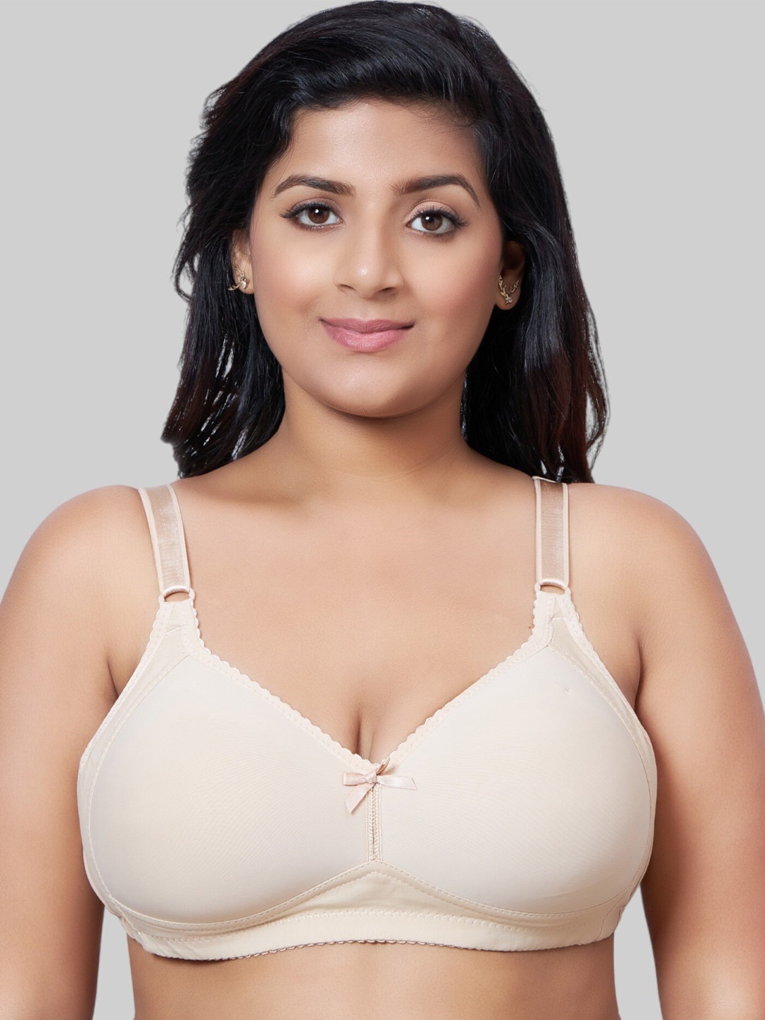 

PLUMBURY Plus Size Full Coverage Lightly Padded Everyday Bra With All Day Comfort, Beige