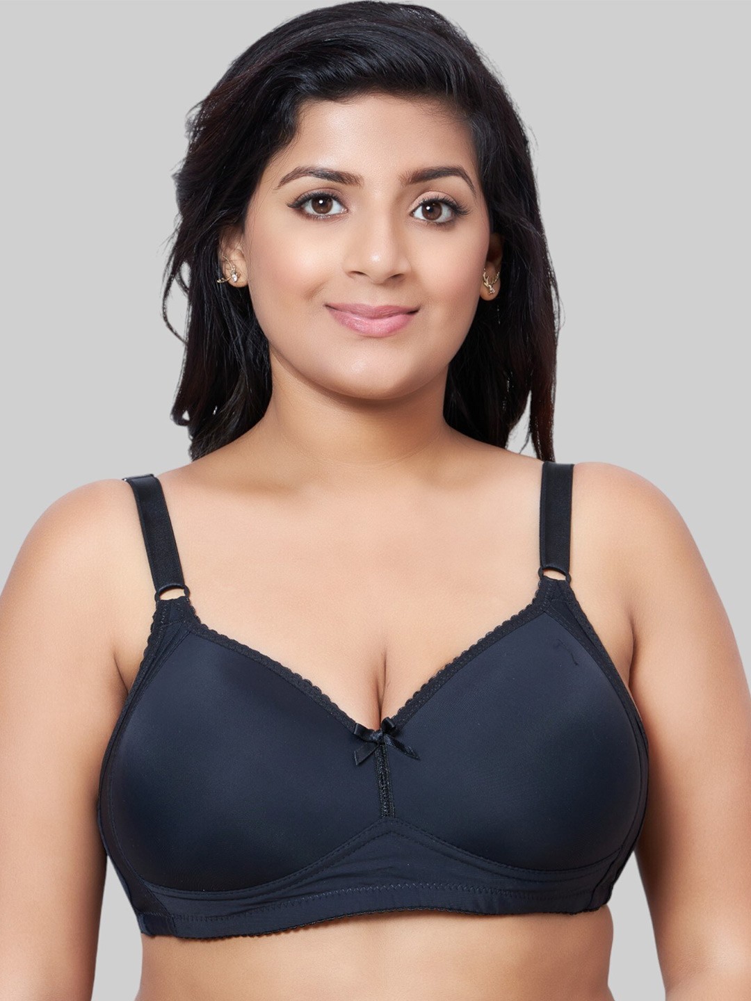 

PLUMBURY Plus Size Full Coverage Lightly Padded Everyday Bra With All Day Comfort, Black