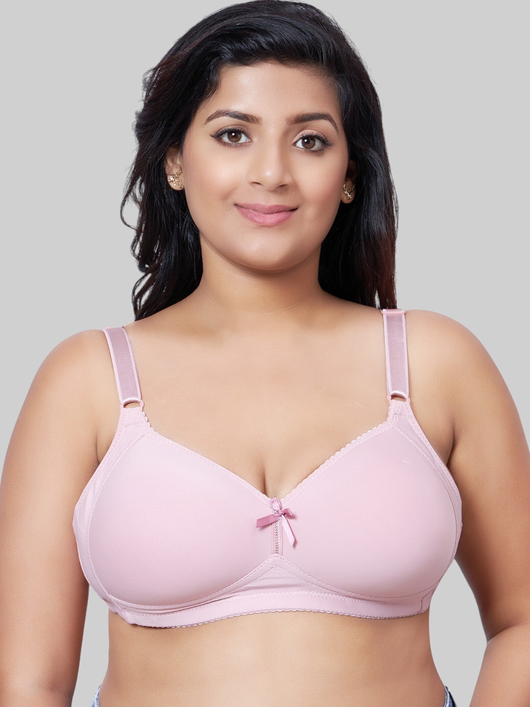 

PLUMBURY Plus Size Full Coverage Lightly Padded Everyday Bra With All Day Comfort, Pink