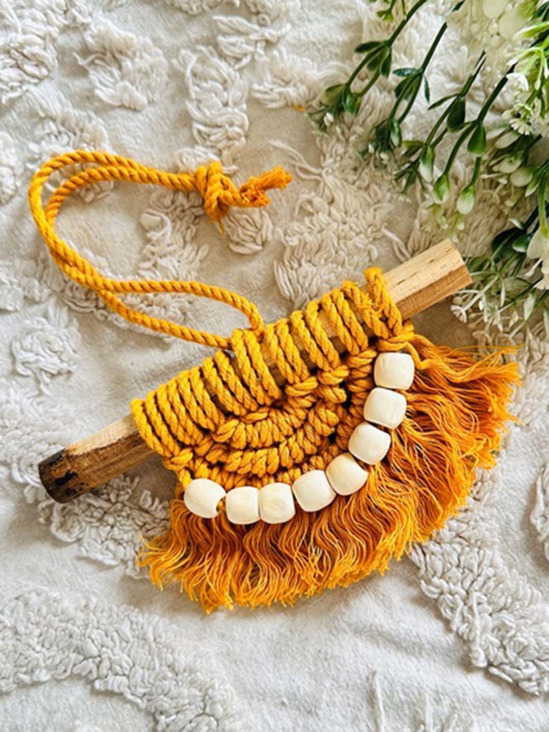 

Classy Tulip Mustard-Yellow Semilunar Car Dangler