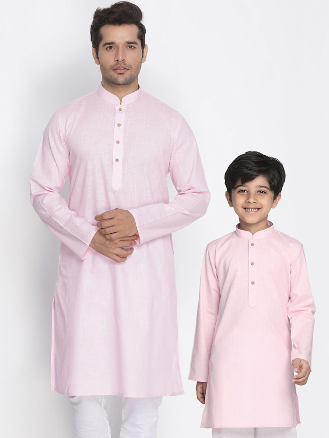 

VASTRAMAY Boys Mandarin Collar Regular Straight Kurta, Pink