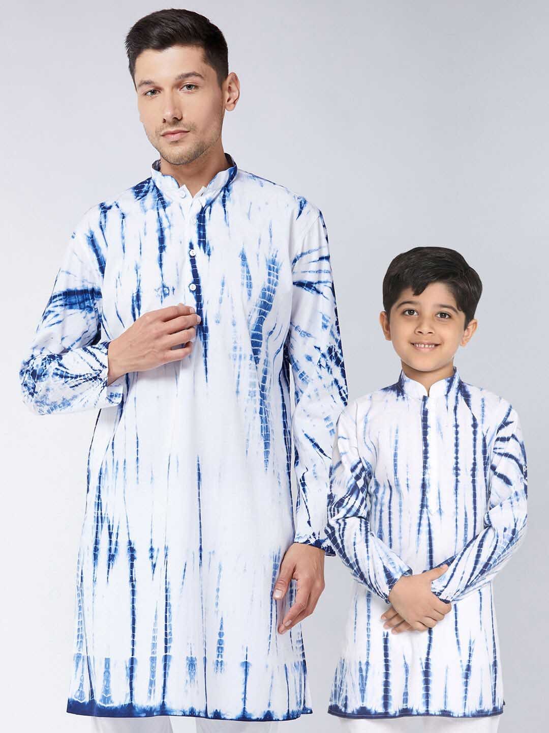 

VASTRAMAY Boys Tie & Dyed Mandarin Collar Pure Cotton Straight Kurta, White
