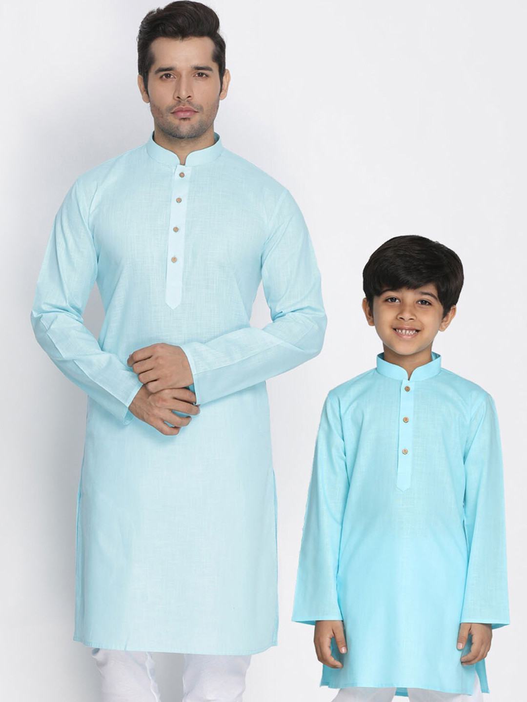 

VASTRAMAY Boys Mandarin Collar Cotton Straight Kurta, Blue
