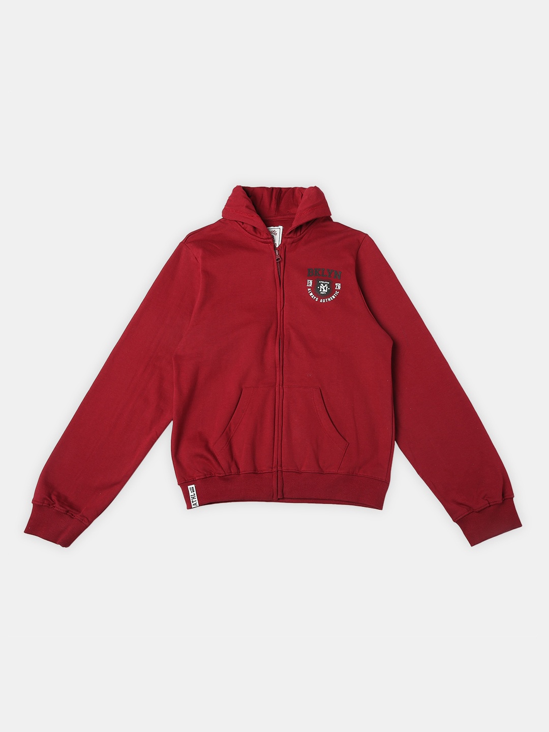 

R&B Boys Hooded Cotton Open-Front Jacket, Red