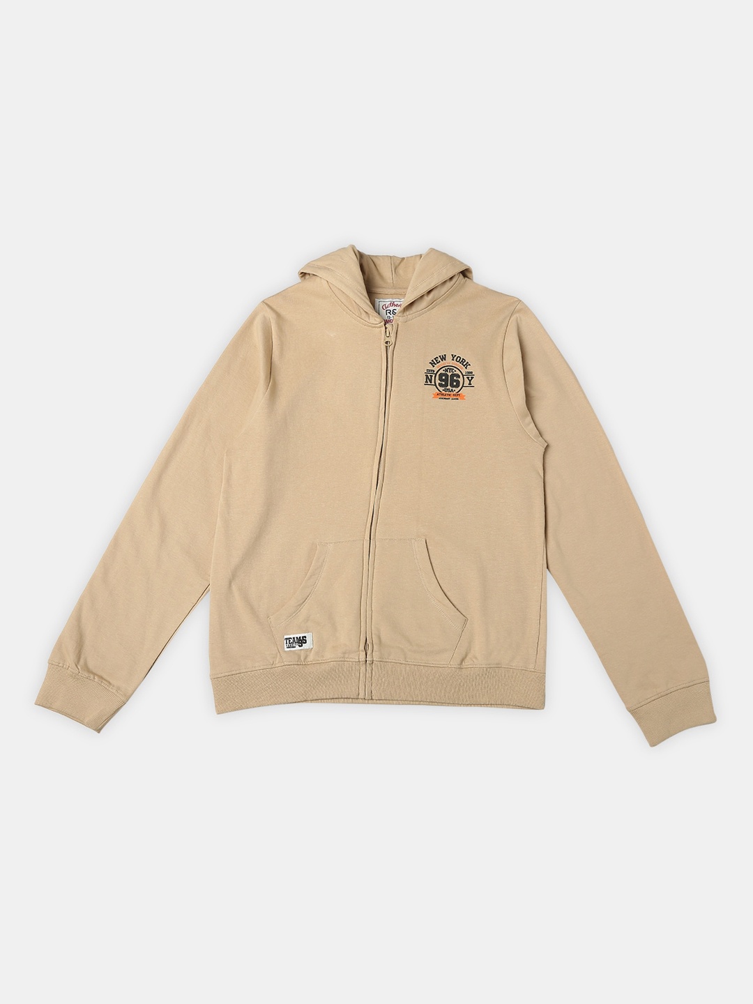 

R&B Boys Hooded Cotton Open-Front Jacket, Beige