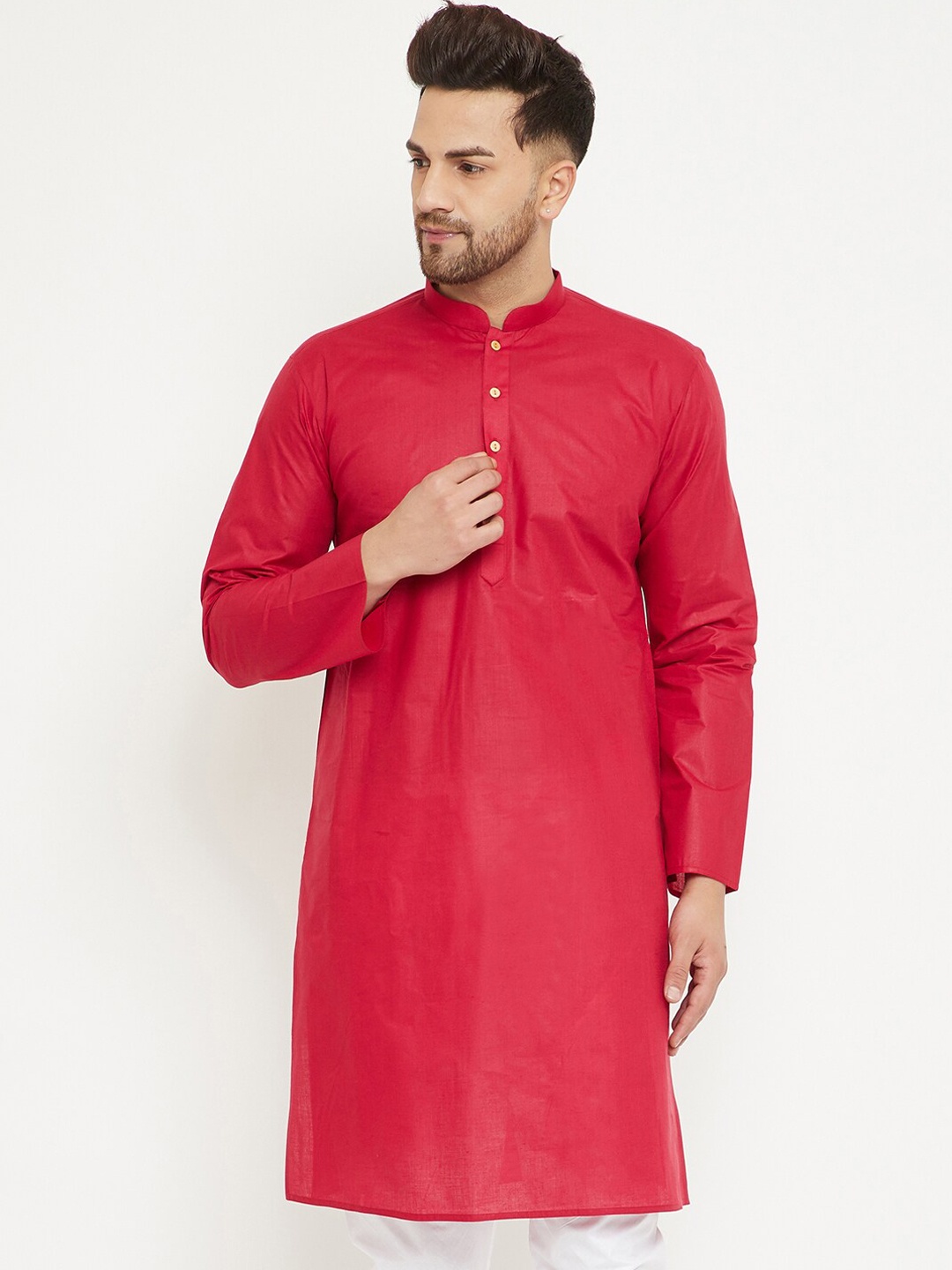 

VASTRAMAY Mandarin Collar Kurta, Maroon