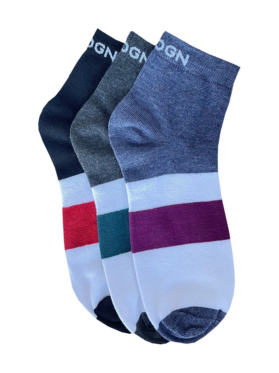 

WROGN Men Pack Of 3 Colour-Blocked Socks, Charcoal
