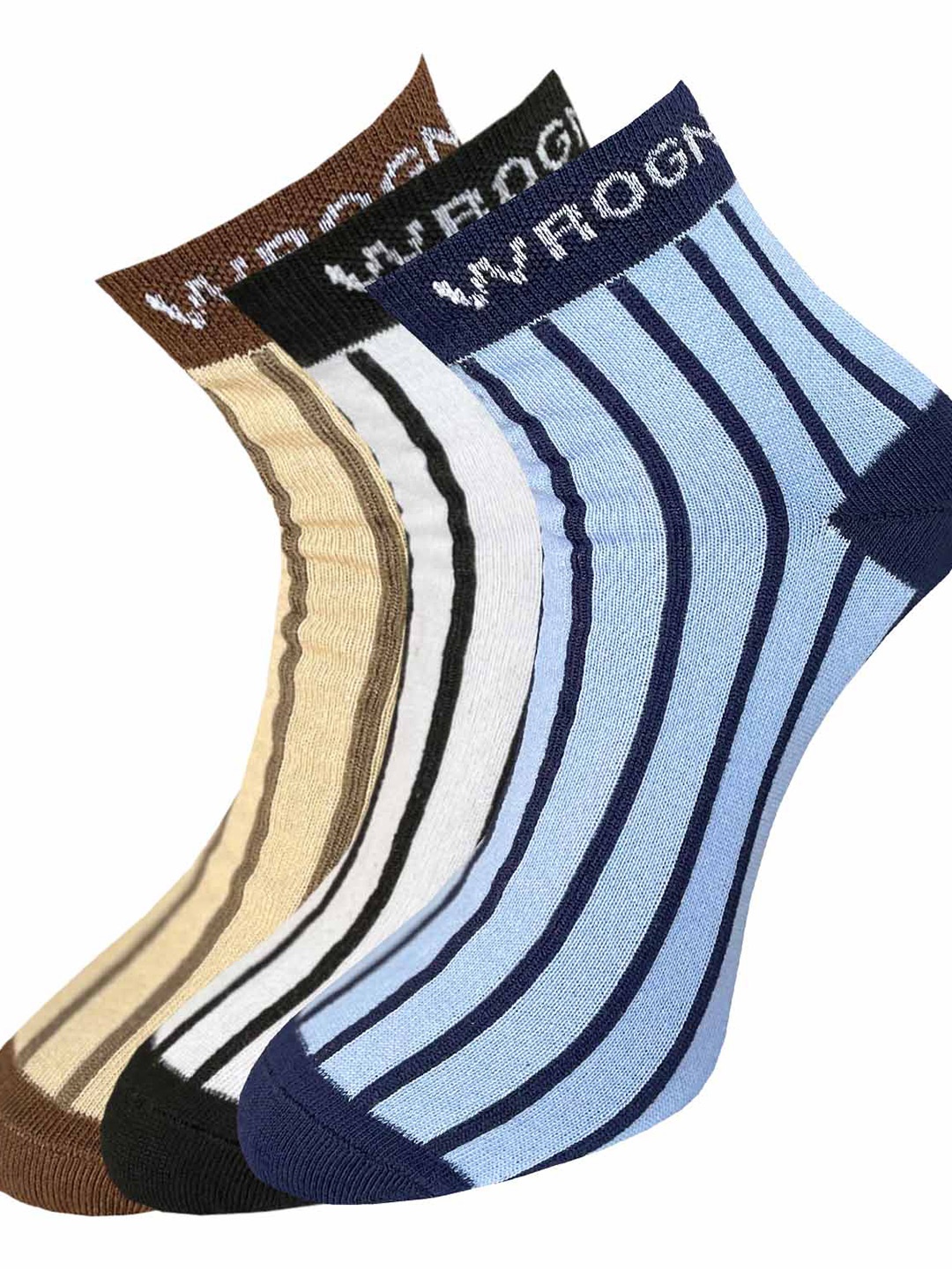 

WROGN Men Pack Of 3 Patterned Ankle-Length Socks, Blue