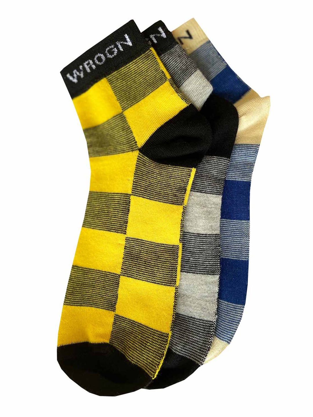 

WROGN Men Pack Of 3 Checked Socks, Yellow