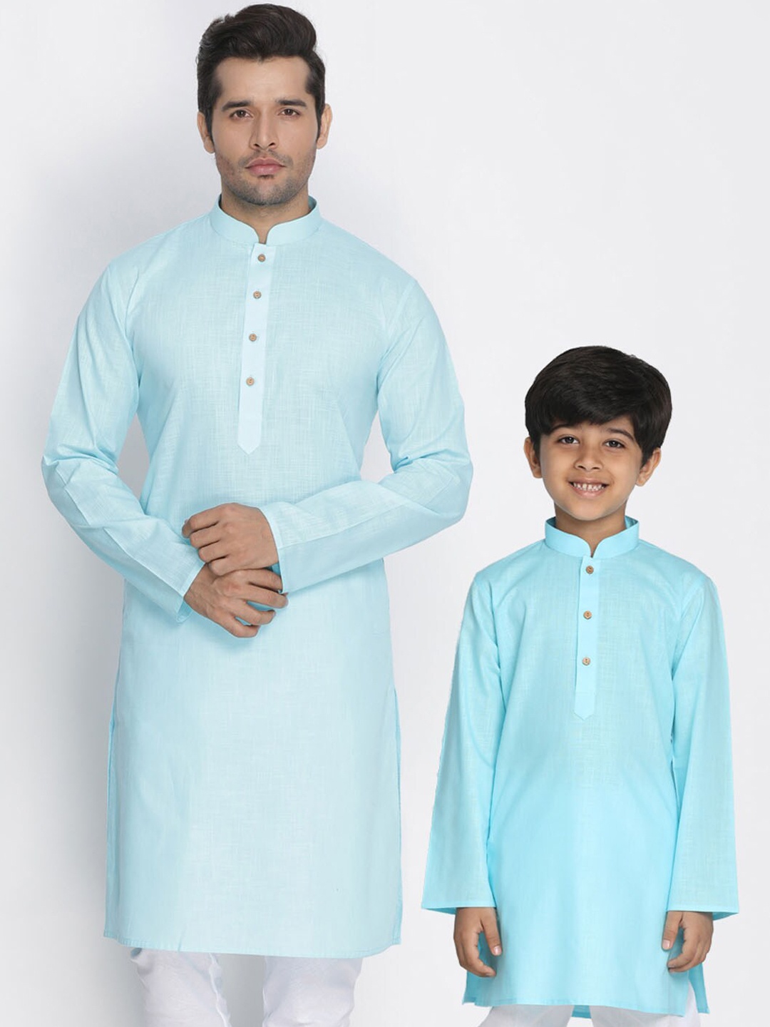 

VASTRAMAY Mandarin Collar Straight Kurta, Blue