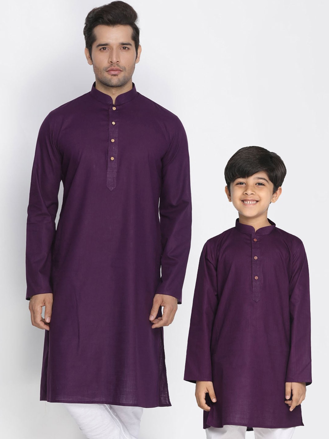 

VASTRAMAY Mandarin Collar Straight Kurta, Purple