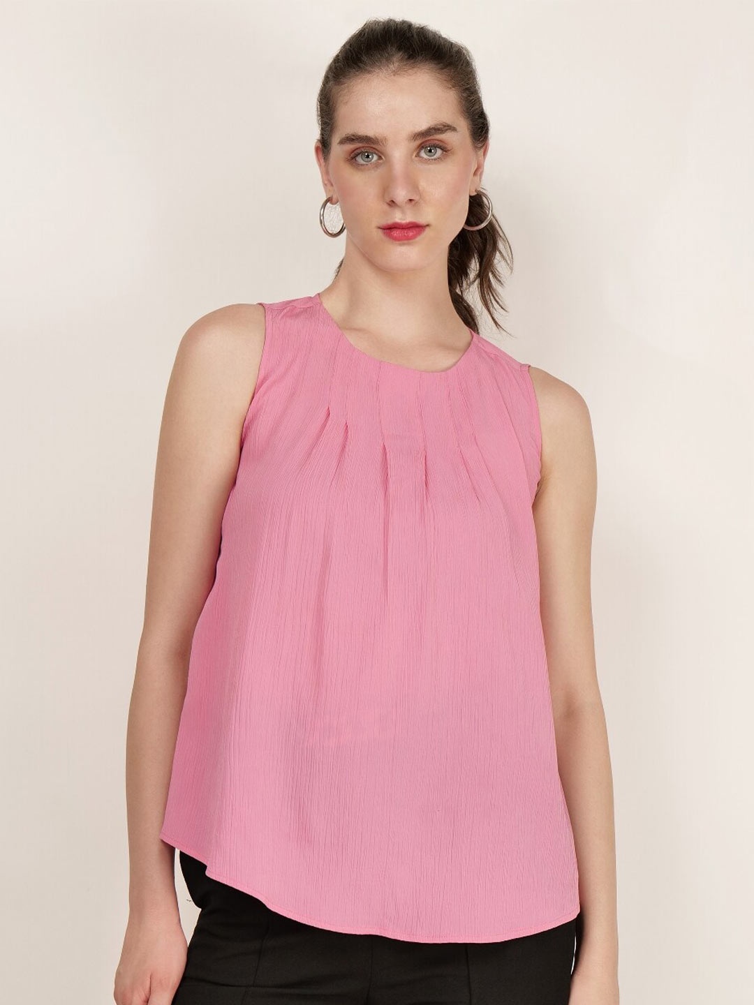 

INVICTUS Round Neck Sleeveless Top, Pink