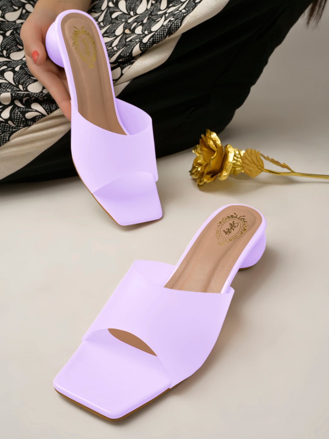 

Stylestry Square Toe Block Heels, Purple