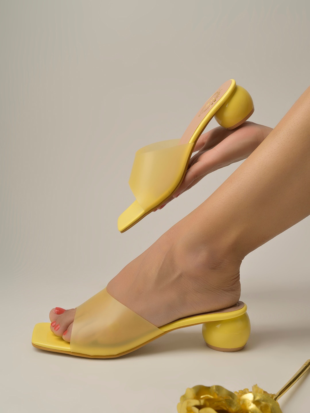 

Stylestry Open Toe Block Heels, Yellow