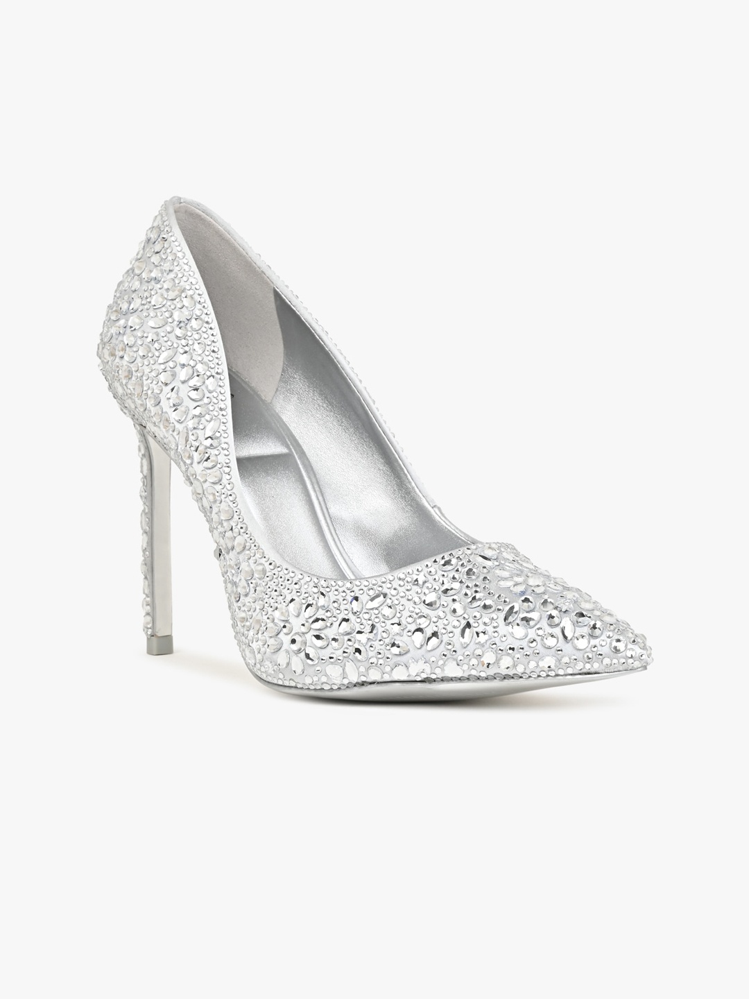 

ALDO Embellished Pointed Toe Stiletto Heel Pumps, Silver