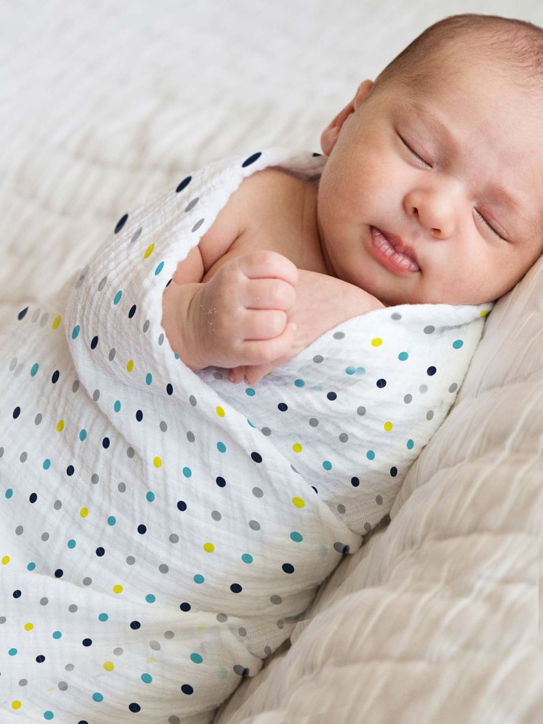 

haus & kinder Infants Printed Soft Pure Cotton Swaddle Wrap, White