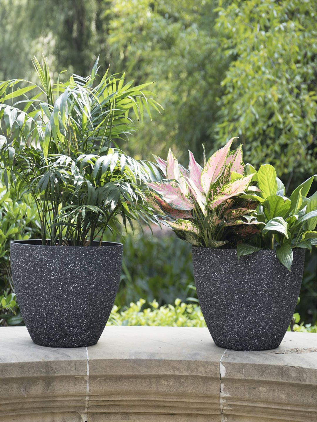 

The Art House Black & White Textured Ceramic Planter with Drainage Holes