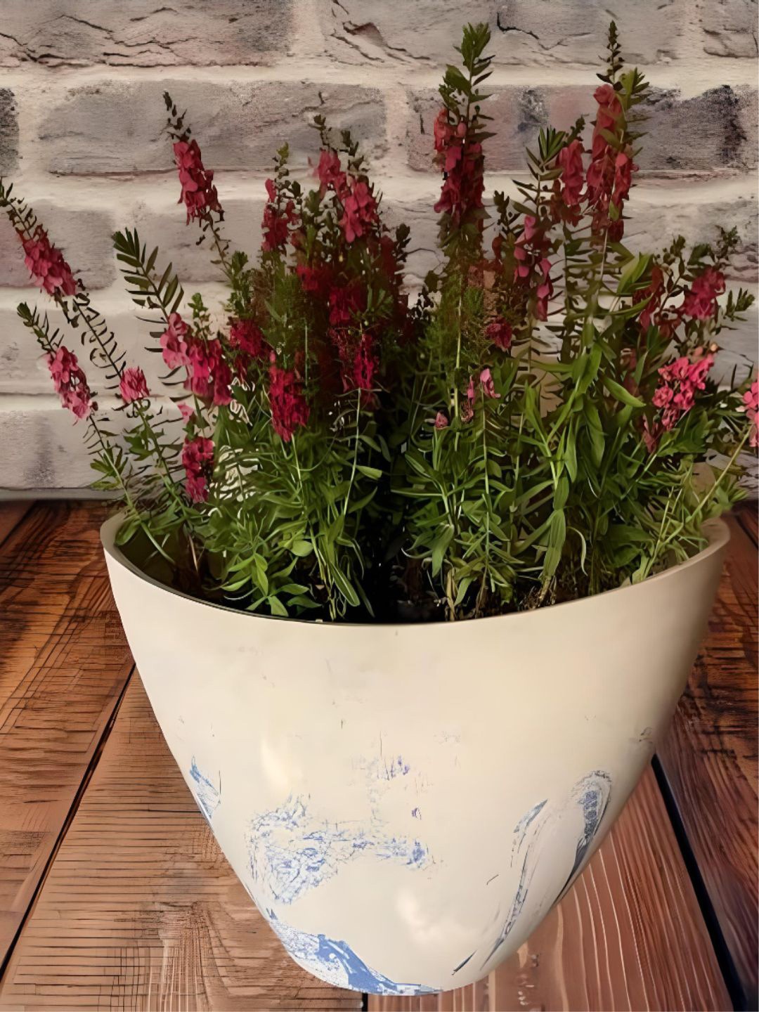 

The Art House Off White & Blue Abstract Printed Ceramic Planter