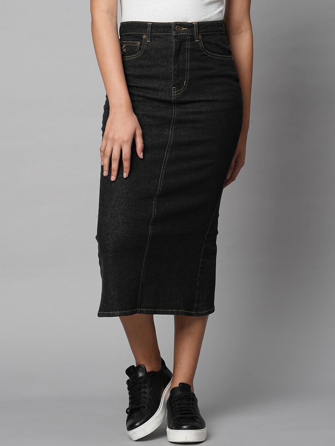 

Chemistry Denim Maxi Straight Pencil Skirts, Black