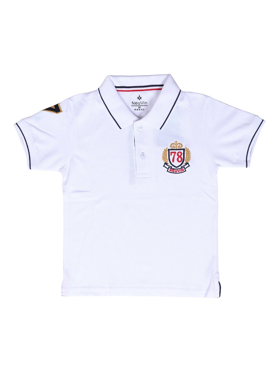 

BAESD Boys Brand Logo Printed Polo Collar Cotton T-shirt, White