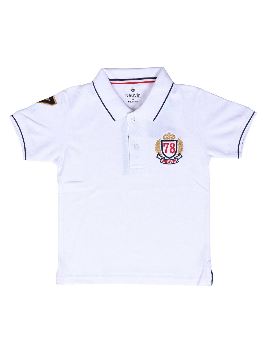 

BAESD Boys Brand Logo Printed Polo Collar Cotton T-shirt, White