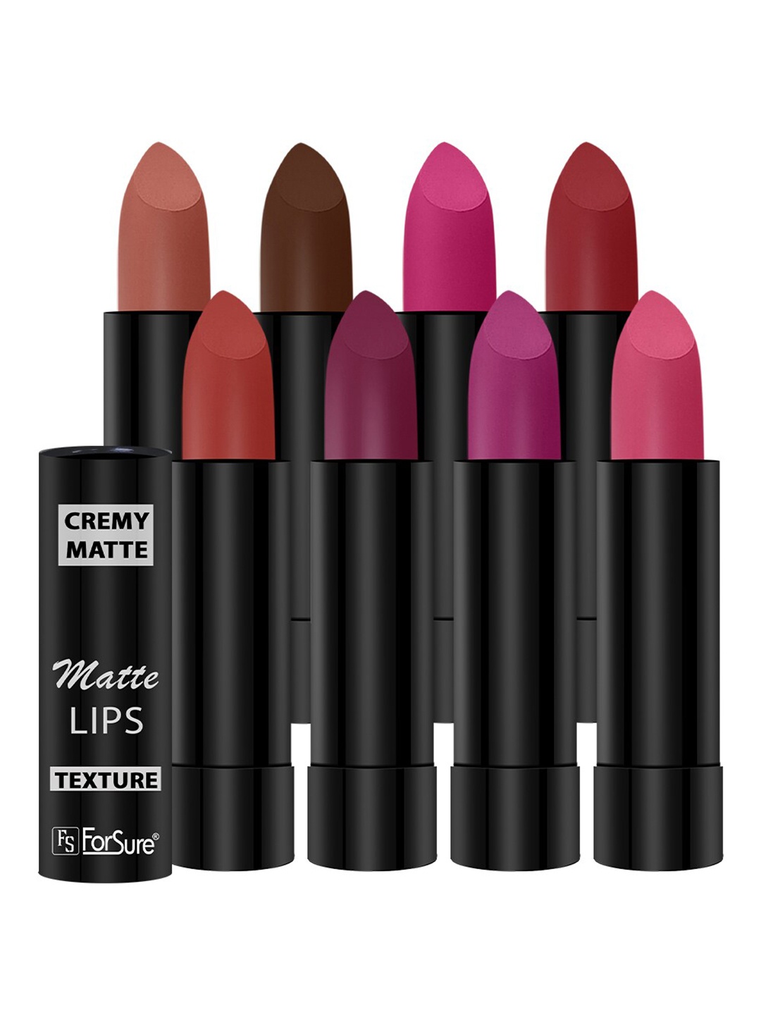 

ForSure Set Of 8 Cremy Matte Textured Lipstick - 3.5g Each - 52-55-58-60-62-67-71-86, Red