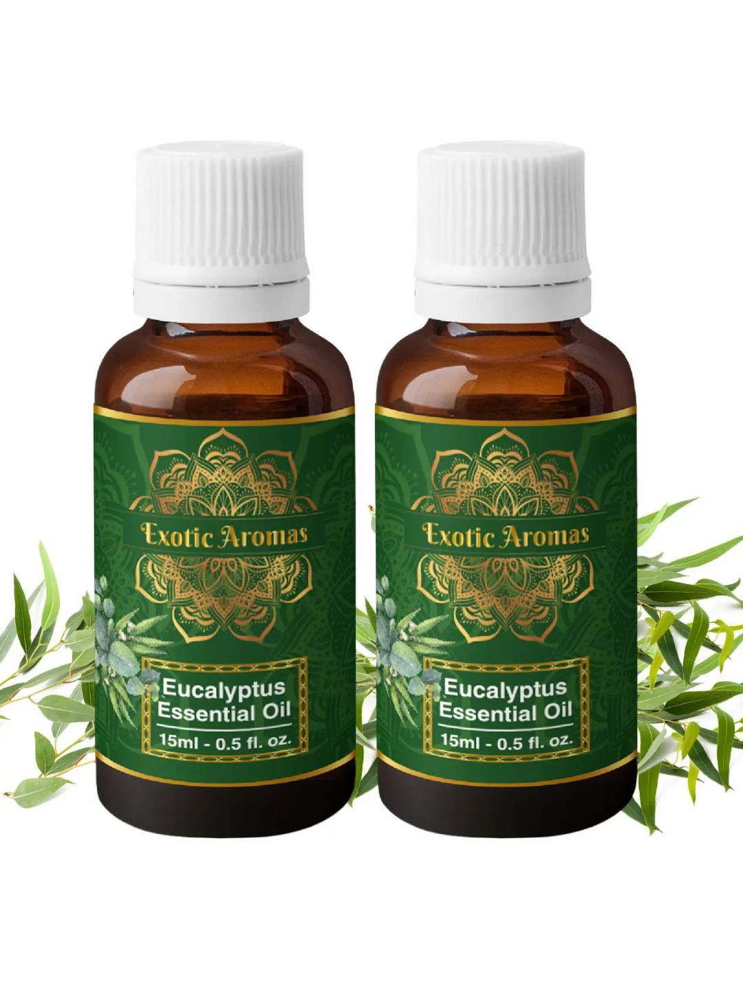 

EXOTIC AROMAS Set Of 2 Eucalyptus Essential Oil - 15ml Each, Green