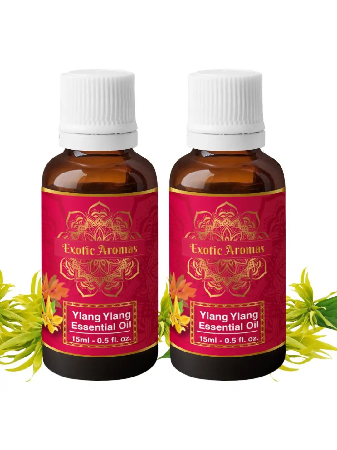 

EXOTIC AROMAS Set Of 2 Ylang Ylang Essential Oil For Acne Control - 15ml Each, Pink